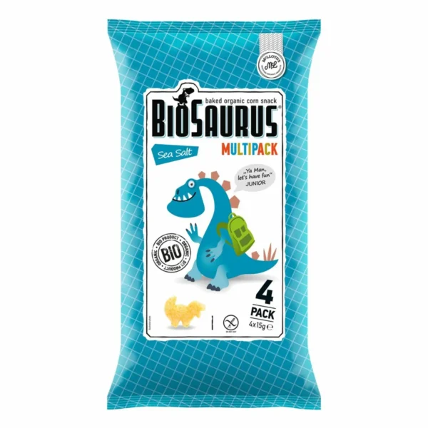 MC Biosaurus Corn Snack Multipack Seasalt 4x15g - Image 1